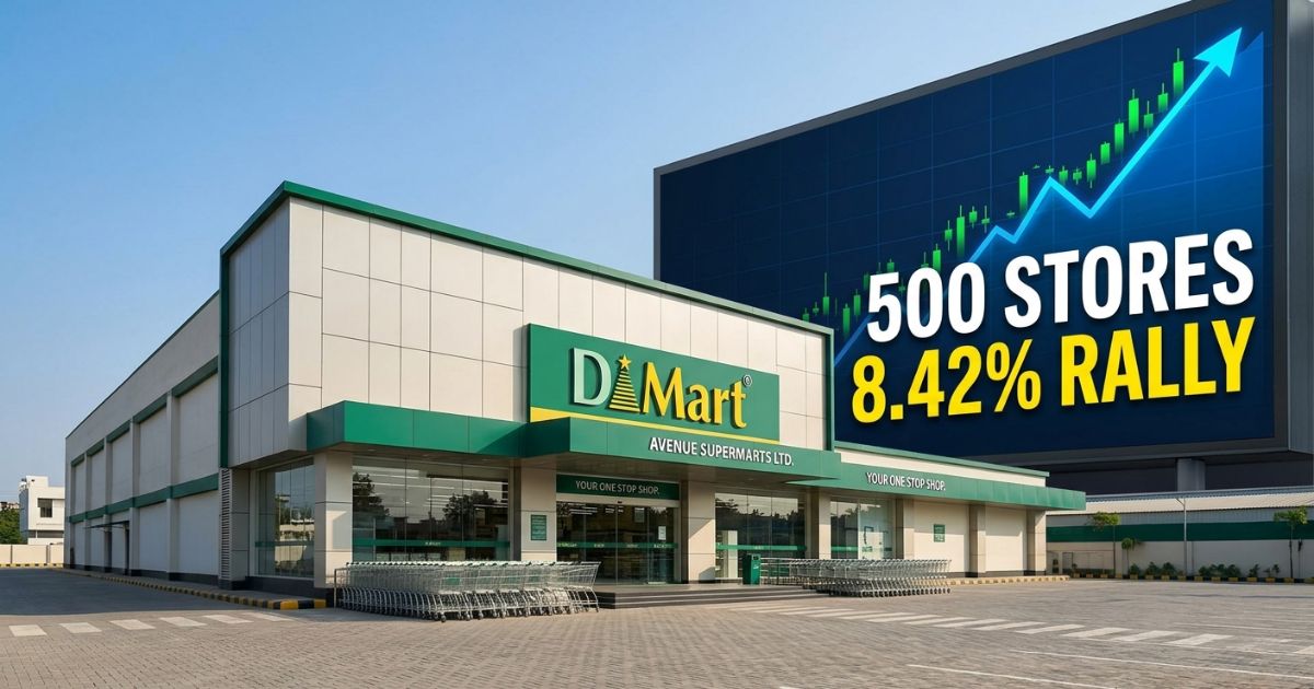 DMart share price 8.42% surge April 2026 - Avenue Supermarts 500 stores milestone