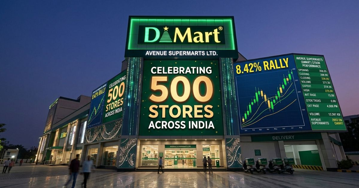 DMart share price 8.42% surge April 2026 - Avenue Supermarts 500 stores milestone